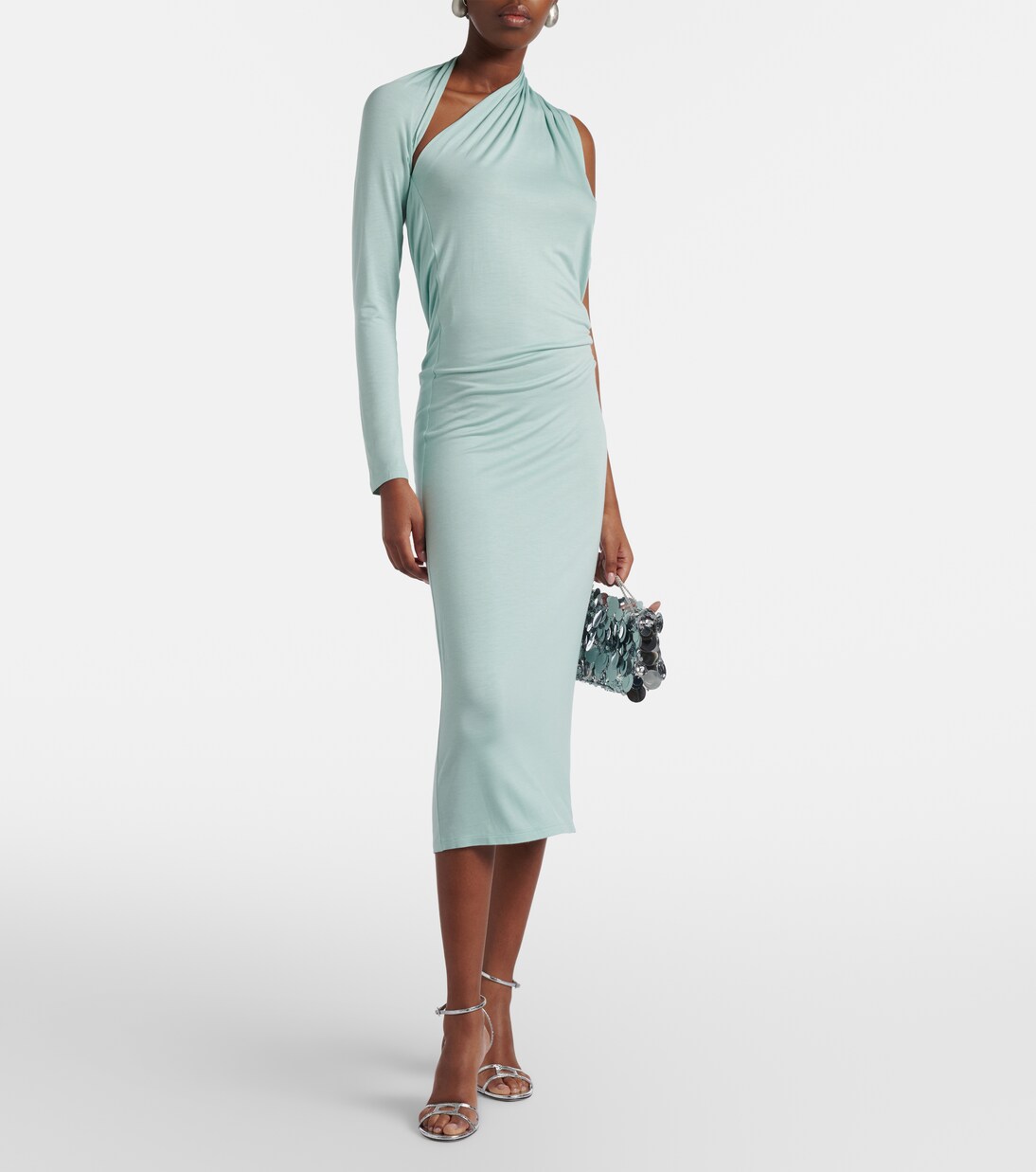 Asymmetric jersey midi dress | Mugler