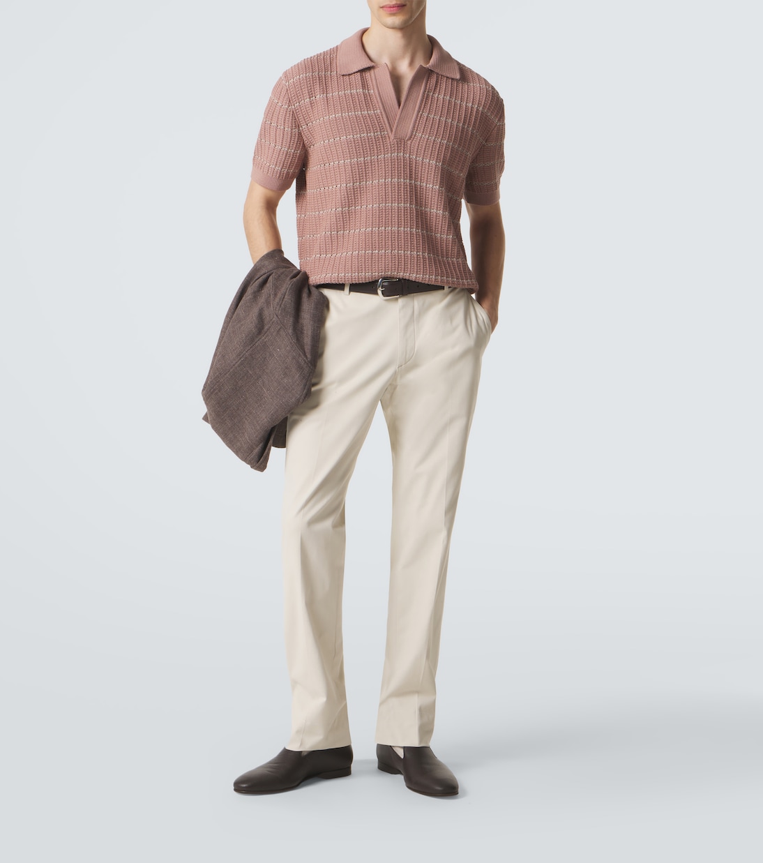 Embroidered cotton and linen polo shirt | Brioni