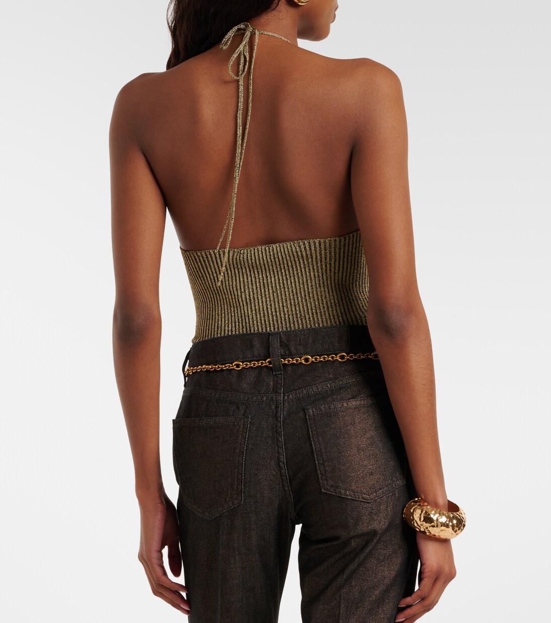 Embellished halterneck lamé bodysuit | Roberto Cavalli