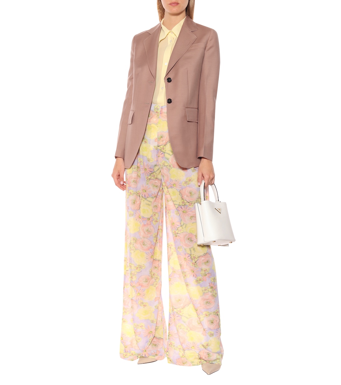 Pantalon imprimé ample à taille haute | Prada