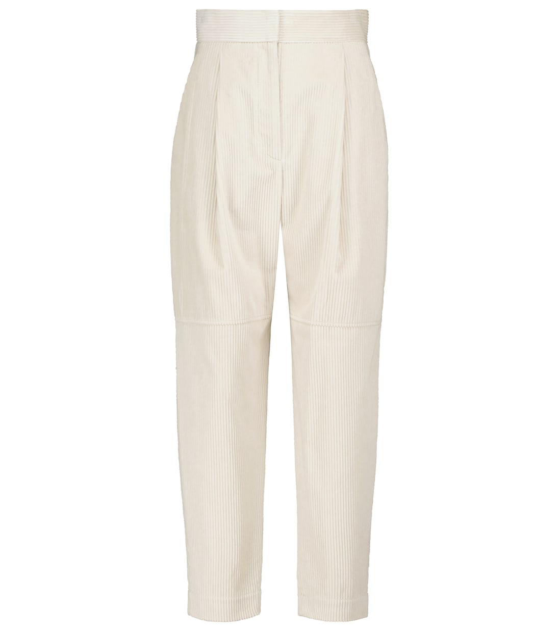 Pantalon tapered à taille haute en velours côtelé de coton | Brunello Cucinelli