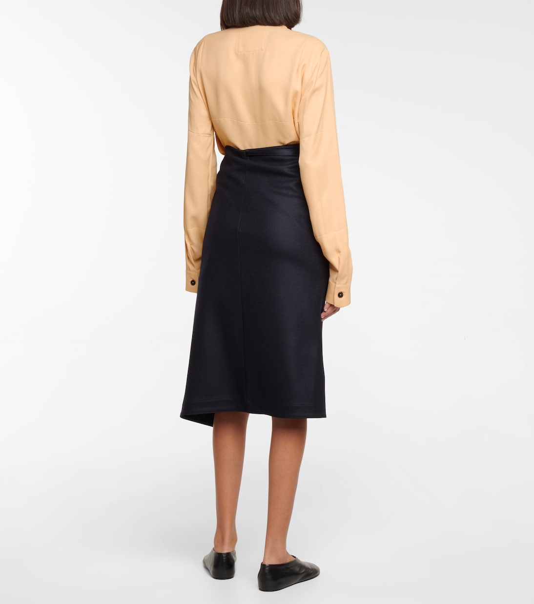 Falda midi de lana con cinturón | Jil Sander