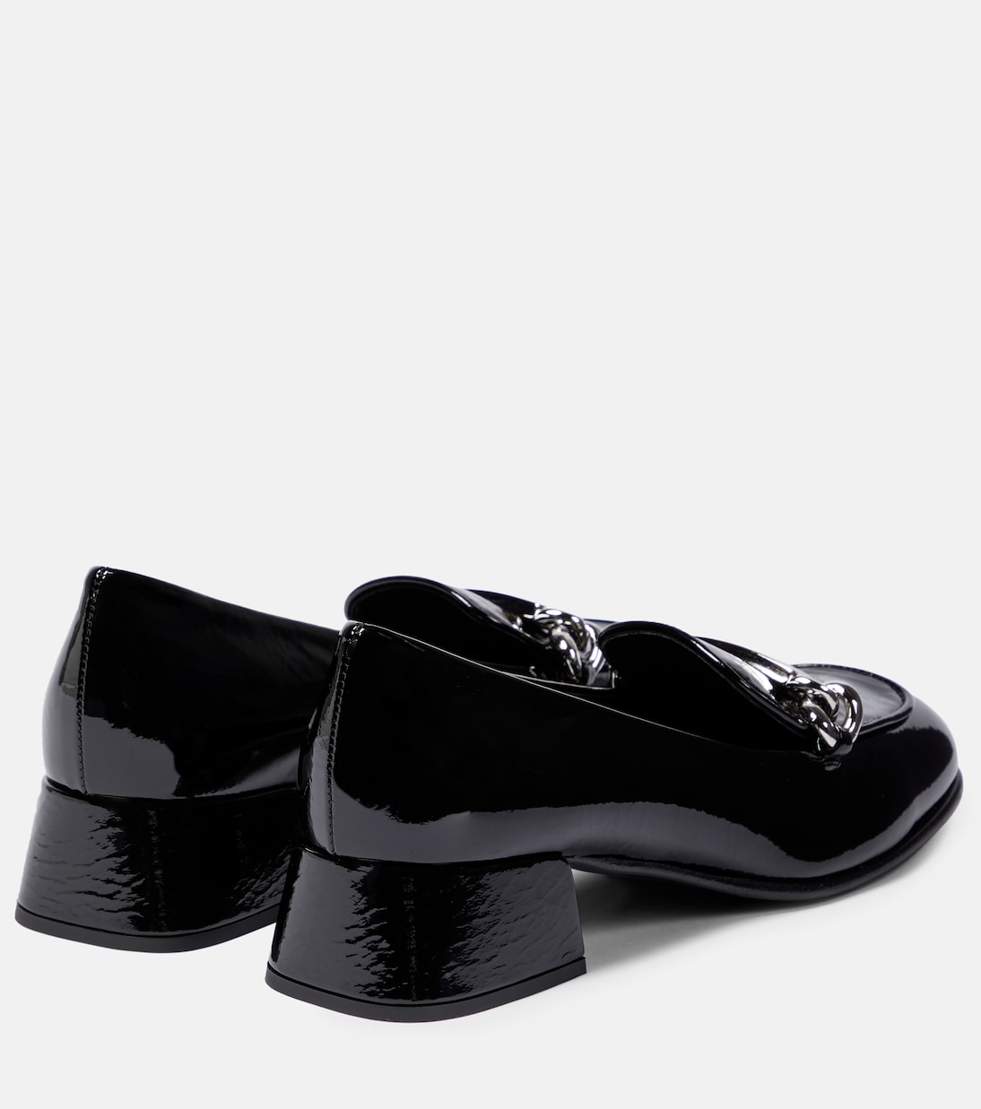 Mocassins en cuir verni à logo | Miu Miu