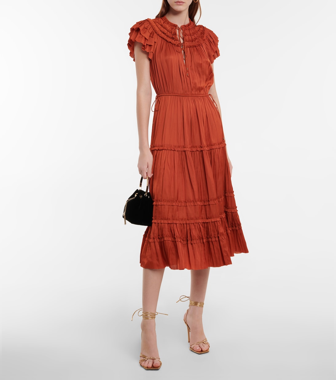 Isadora pleated satin midi dress | Ulla Johnson