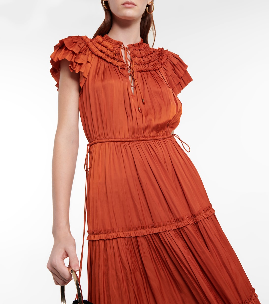 Isadora pleated satin midi dress | Ulla Johnson