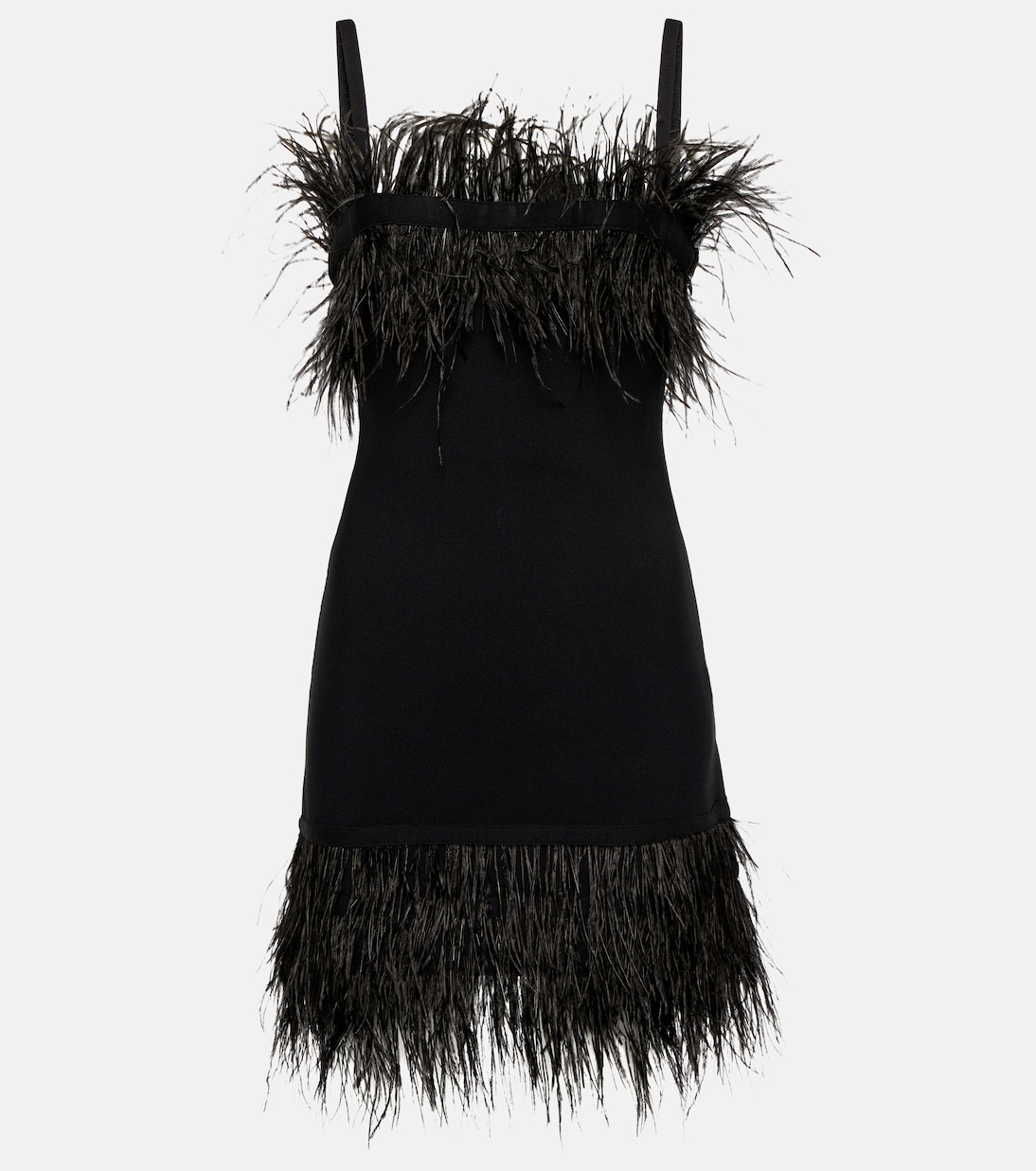 Etta feather-trimmed knit minidress | Staud