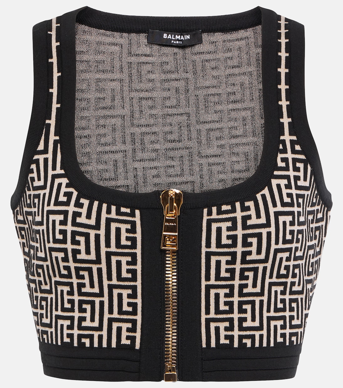 Monogram wool-blend crop top | Balmain