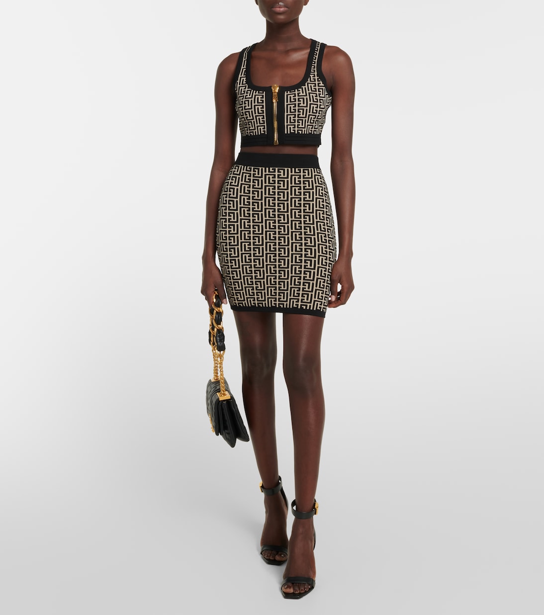 Monogram wool-blend crop top | Balmain