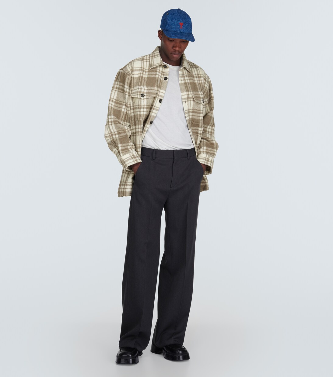 Maxi checked wool overshirt | Ami Paris