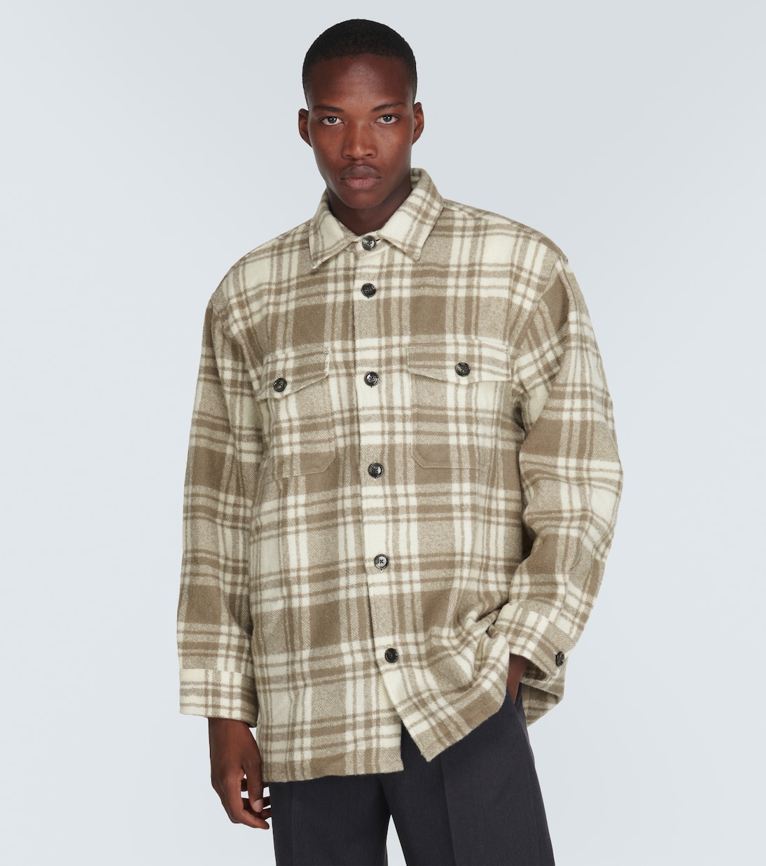 Maxi checked wool overshirt | Ami Paris