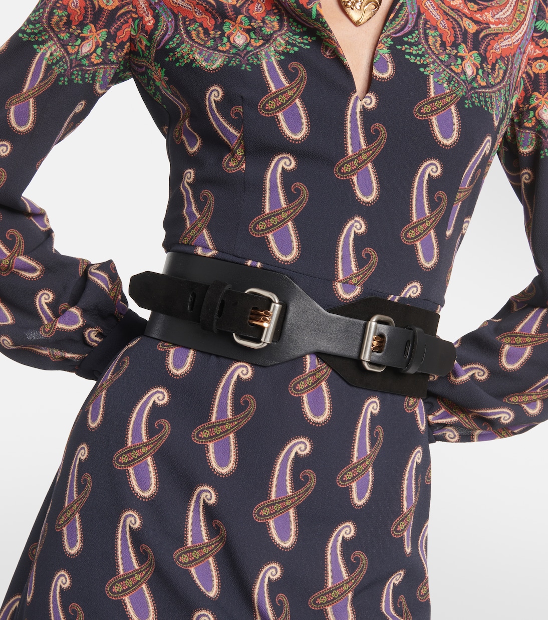 Suede and leather belt | Etro