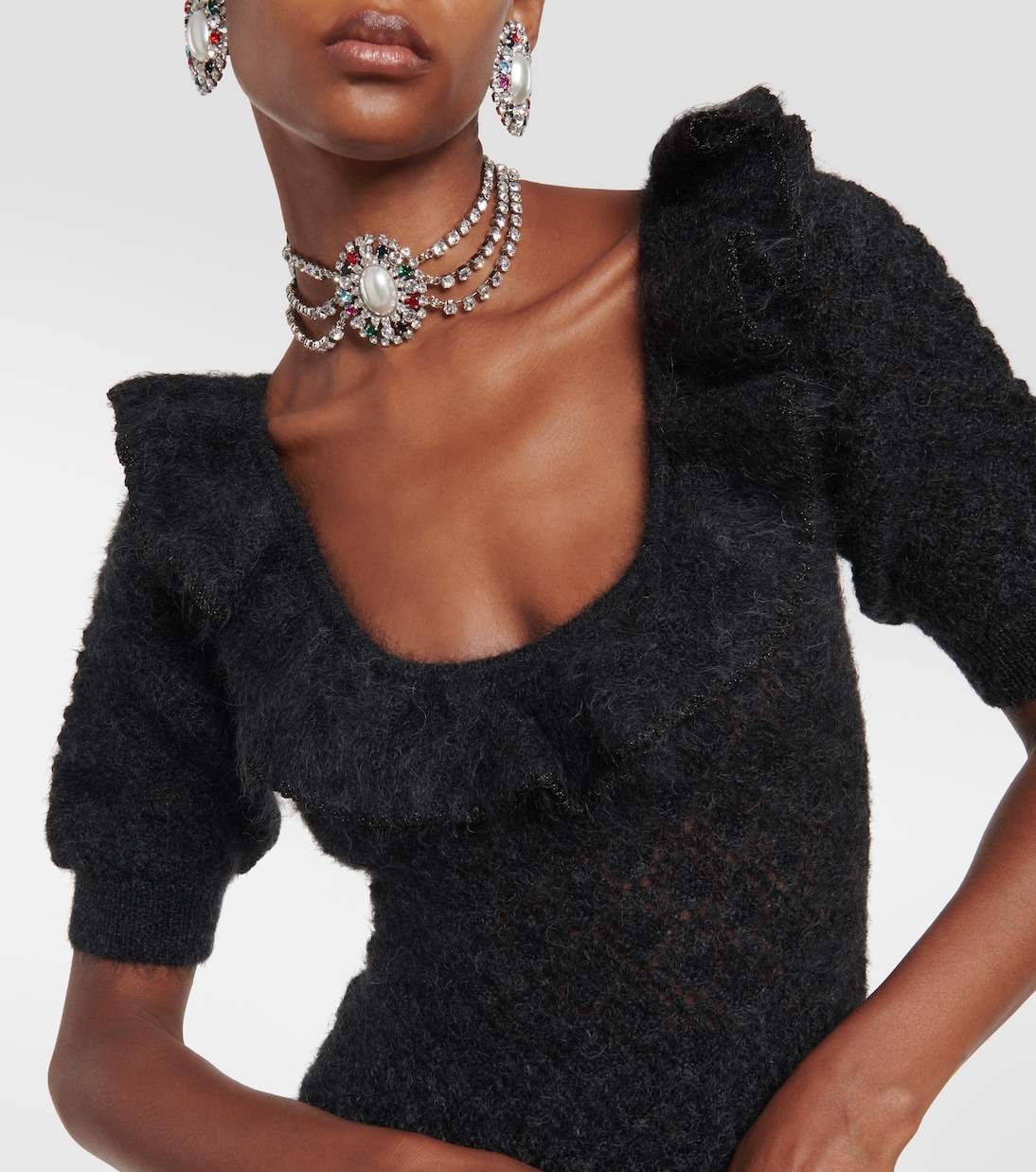 Embroidered mohair-blend minidress | Alessandra Rich