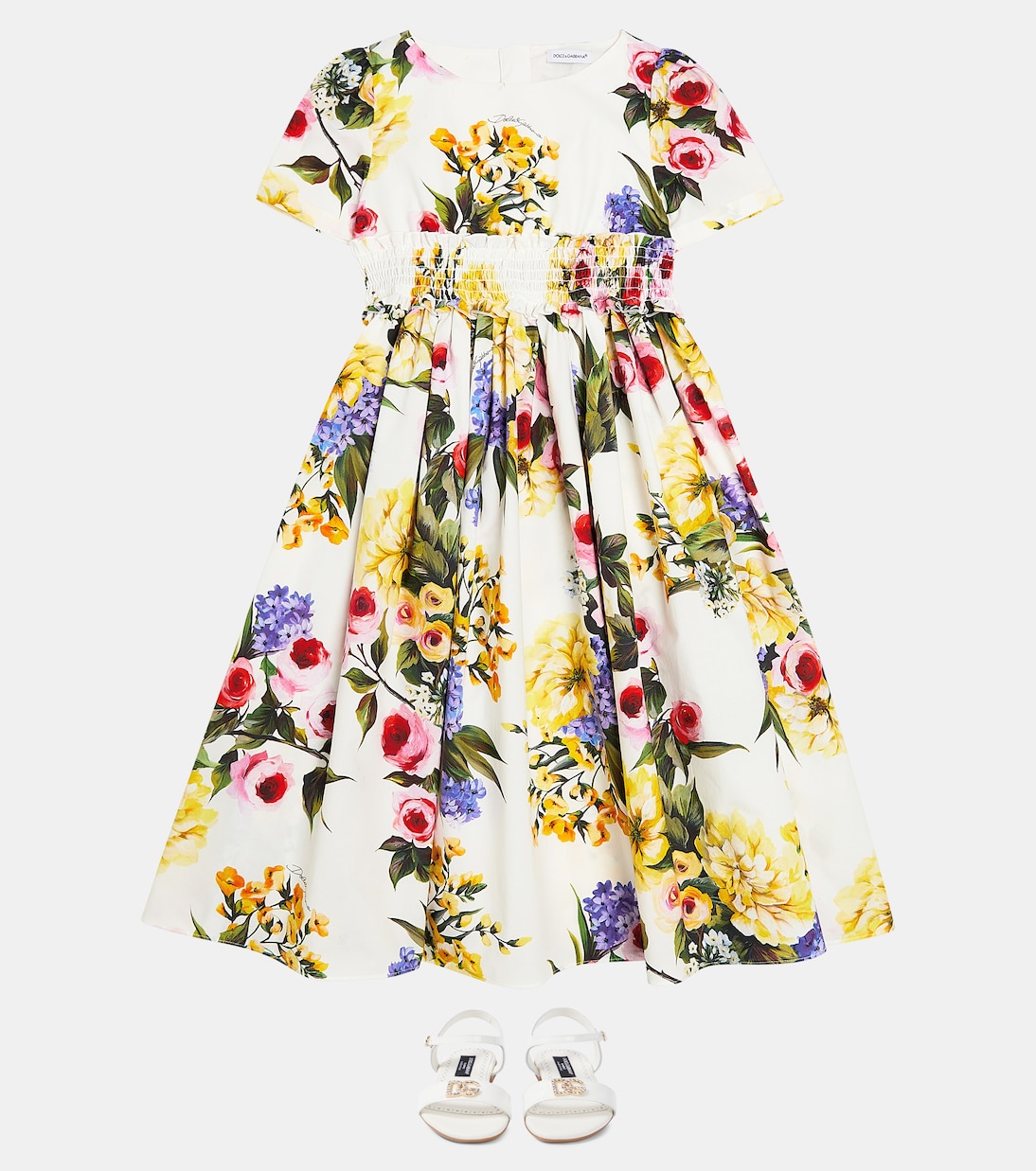 Bedrucktes Kleid aus Baumwollpopeline | Dolce&Gabbana Kids