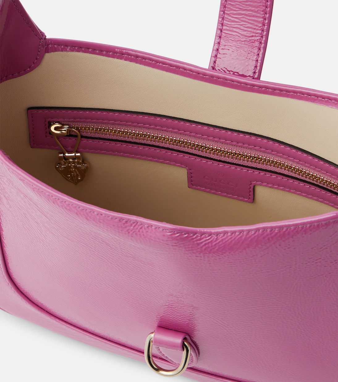 Gucci Jackie Small patent leather shoulder bag in pink Gucci Mytheresa