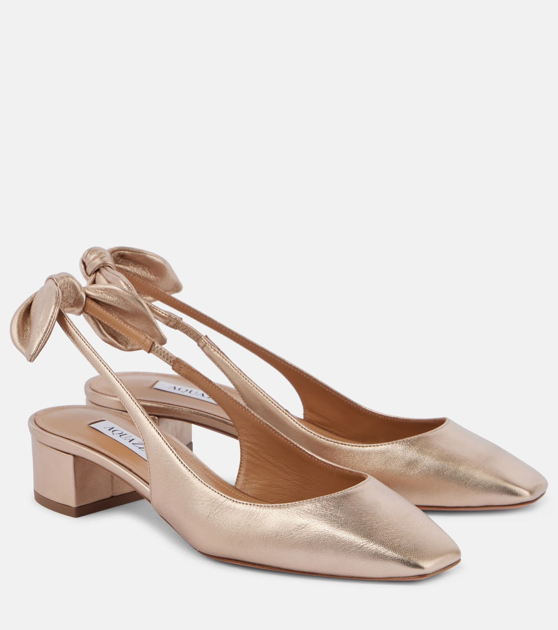 Slingback-Pumps Very Bow 35 aus Metallic-Leder | Aquazzura