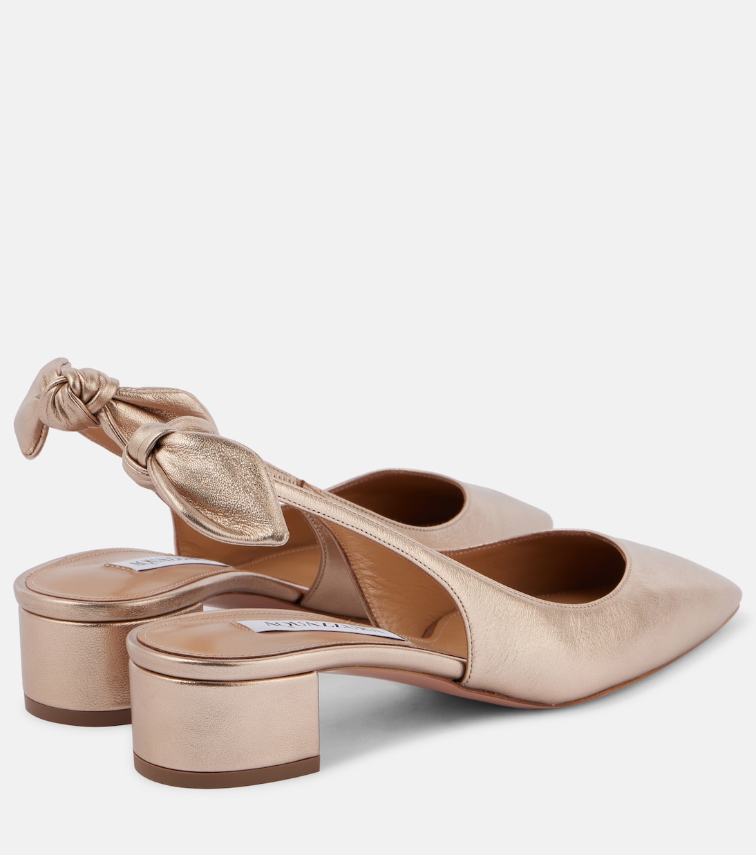 Slingback-Pumps Very Bow 35 aus Metallic-Leder | Aquazzura