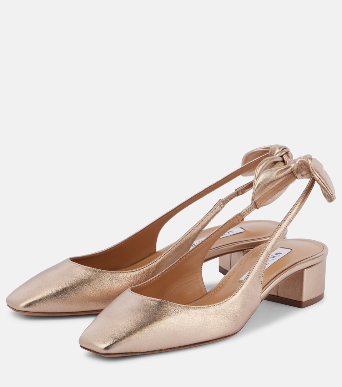 Slingback-Pumps Very Bow 35 aus Metallic-Leder | Aquazzura