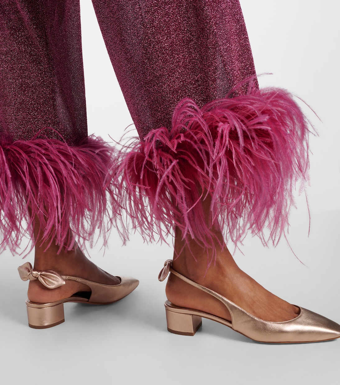 Slingback-Pumps Very Bow 35 aus Metallic-Leder | Aquazzura