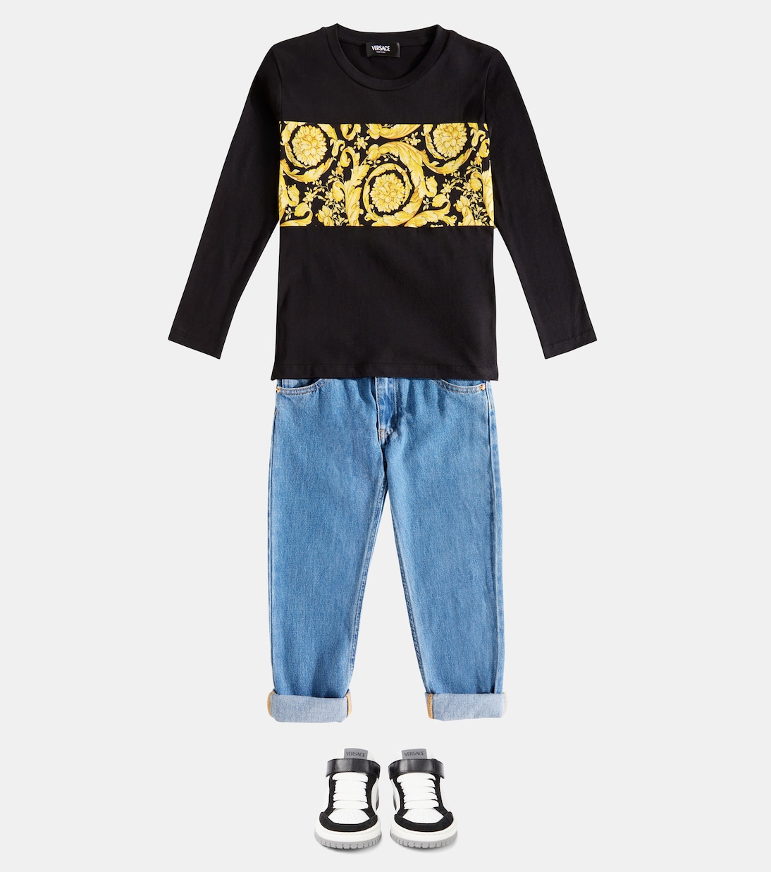 Sneakers in pelle con logo | Versace Kids