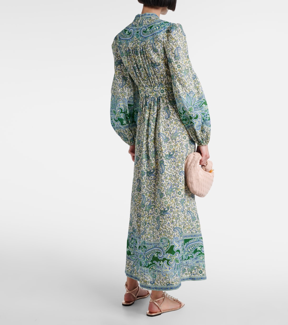 Abito midi Ottie Plunge in lino con stampa | Zimmermann