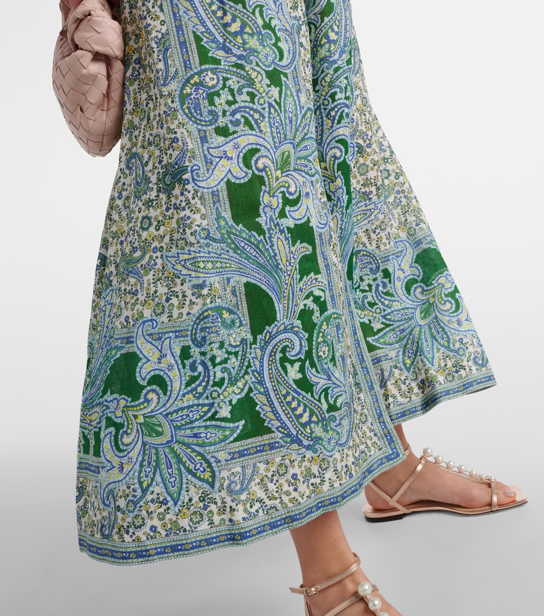 Abito midi Ottie Plunge in lino con stampa | Zimmermann