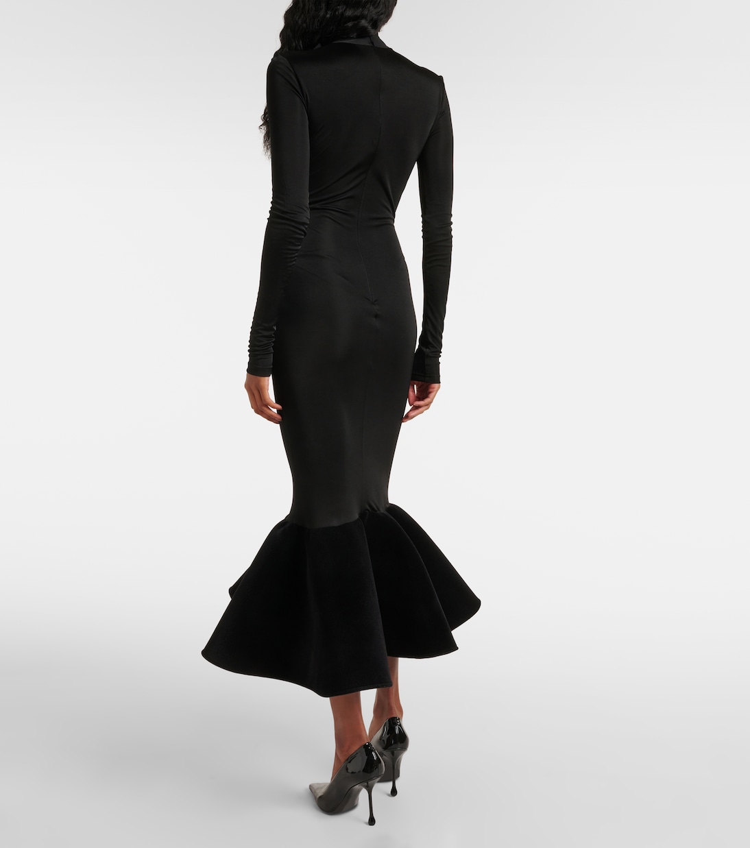 Flounced jersey midi dress | David Koma