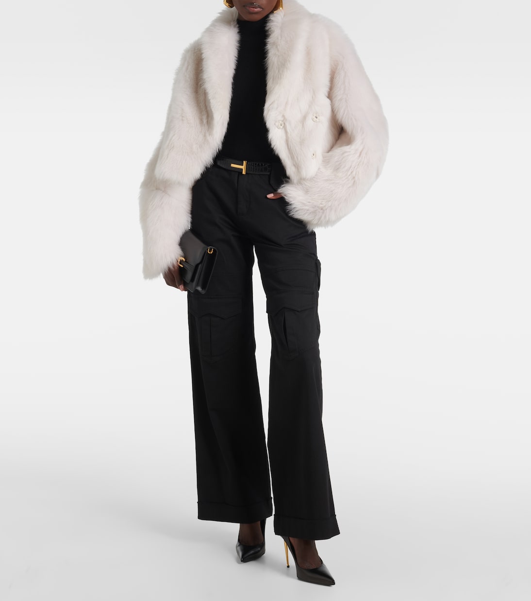 Chaqueta cropped de borrego | Blancha