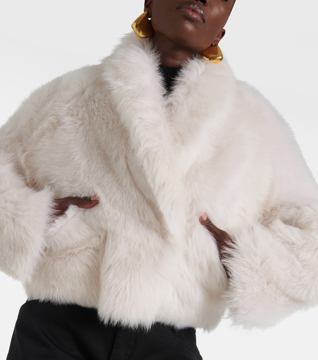 Chaqueta cropped de borrego | Blancha