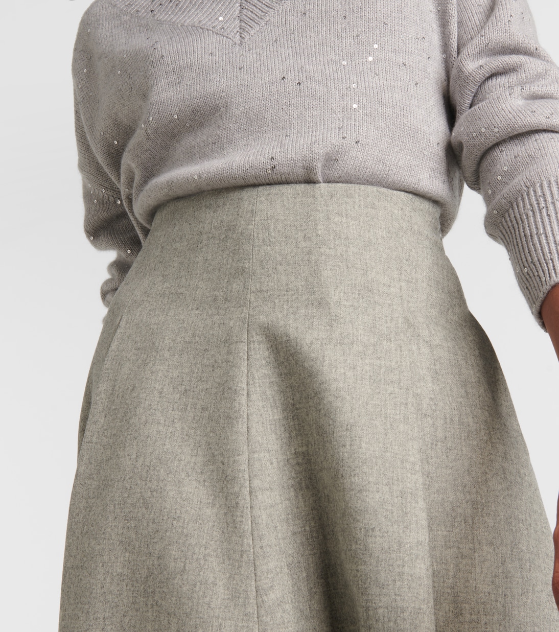 Jupe midi en cachemire et laine | Brunello Cucinelli