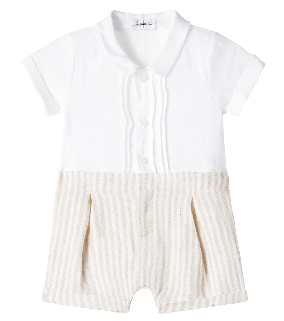 Baby - Tuta corta in lino a righe | Il Gufo