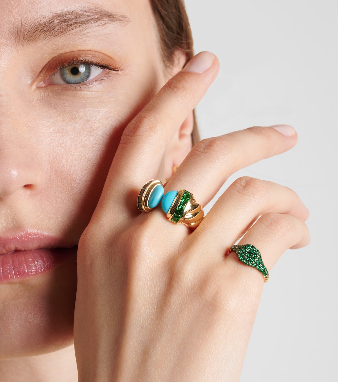 Anello Sculpted Cable in oro 18kt con turchese | David Yurman