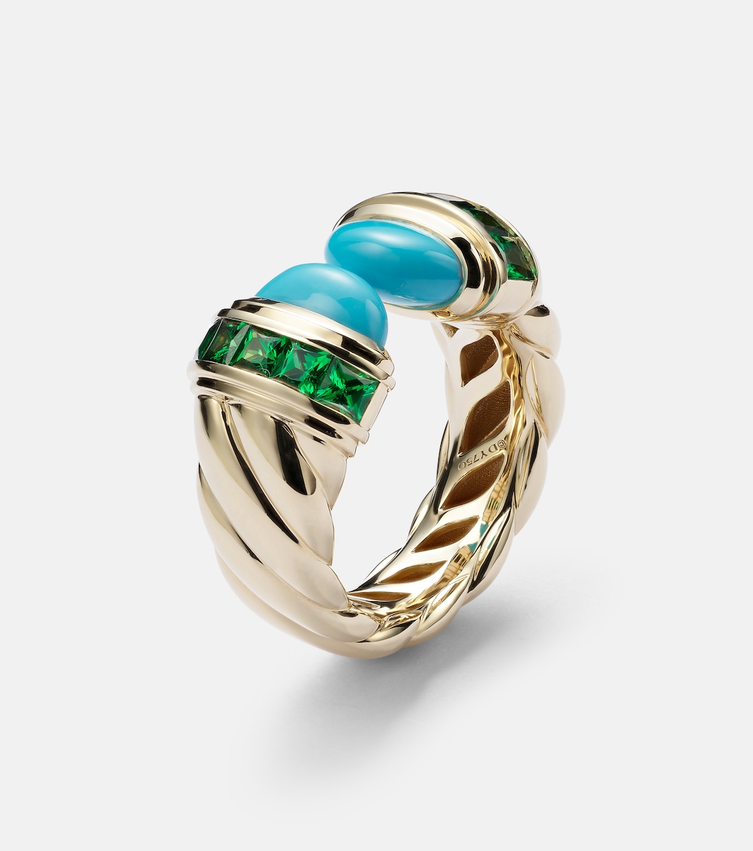 Anello Sculpted Cable in oro 18kt con turchese | David Yurman