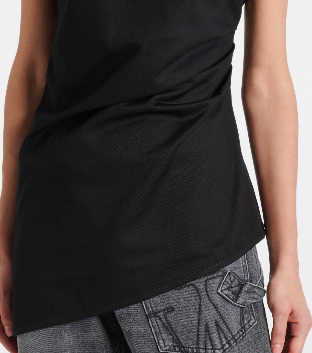 Top asimmetrico in cotone con pizzo | JW Anderson