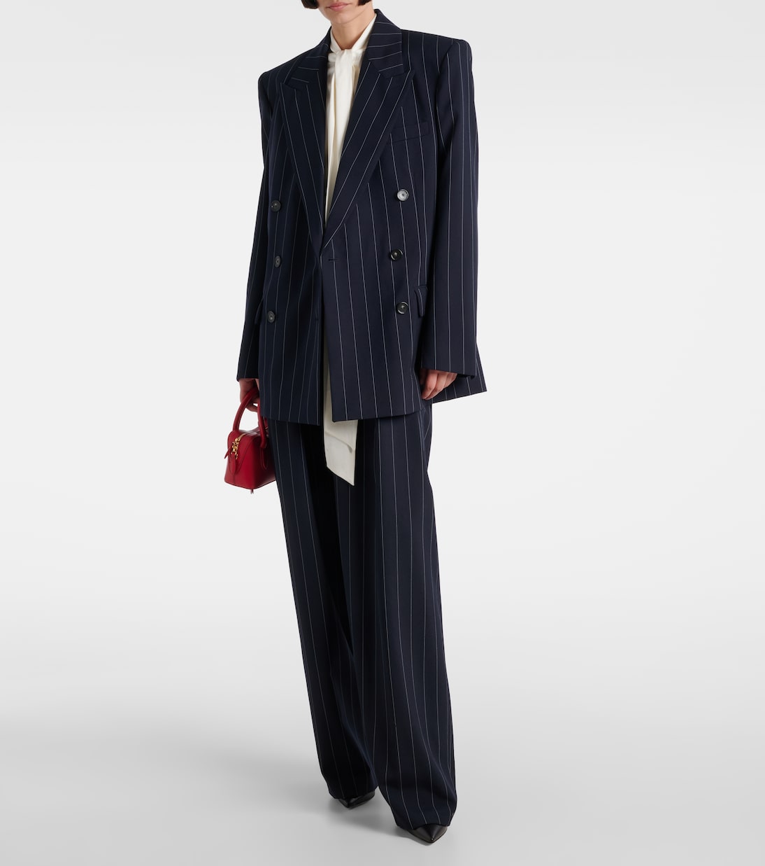 Pantalones tapered de lana con raya diplomática | Stella McCartney