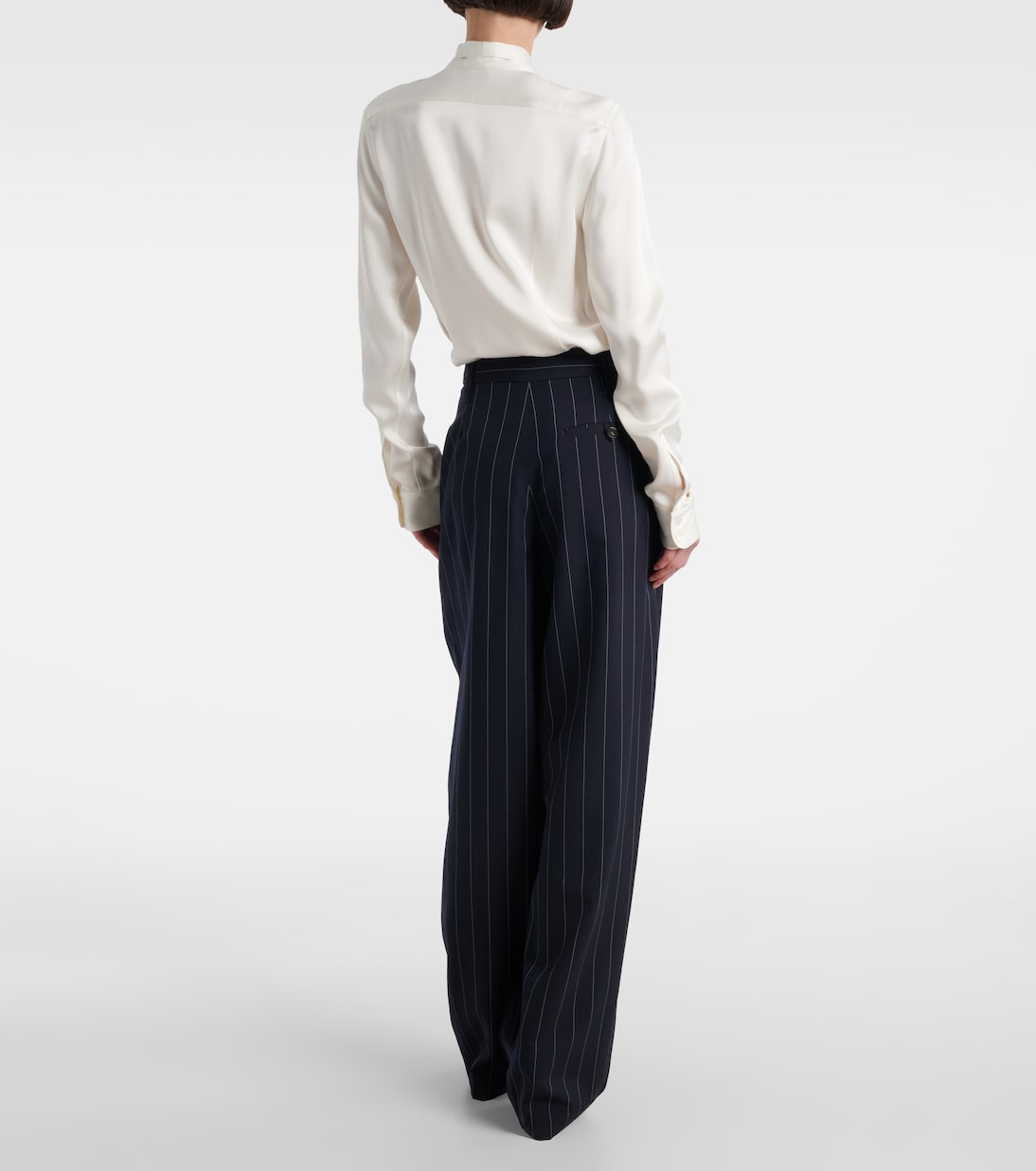 Pantalones tapered de lana con raya diplomática | Stella McCartney