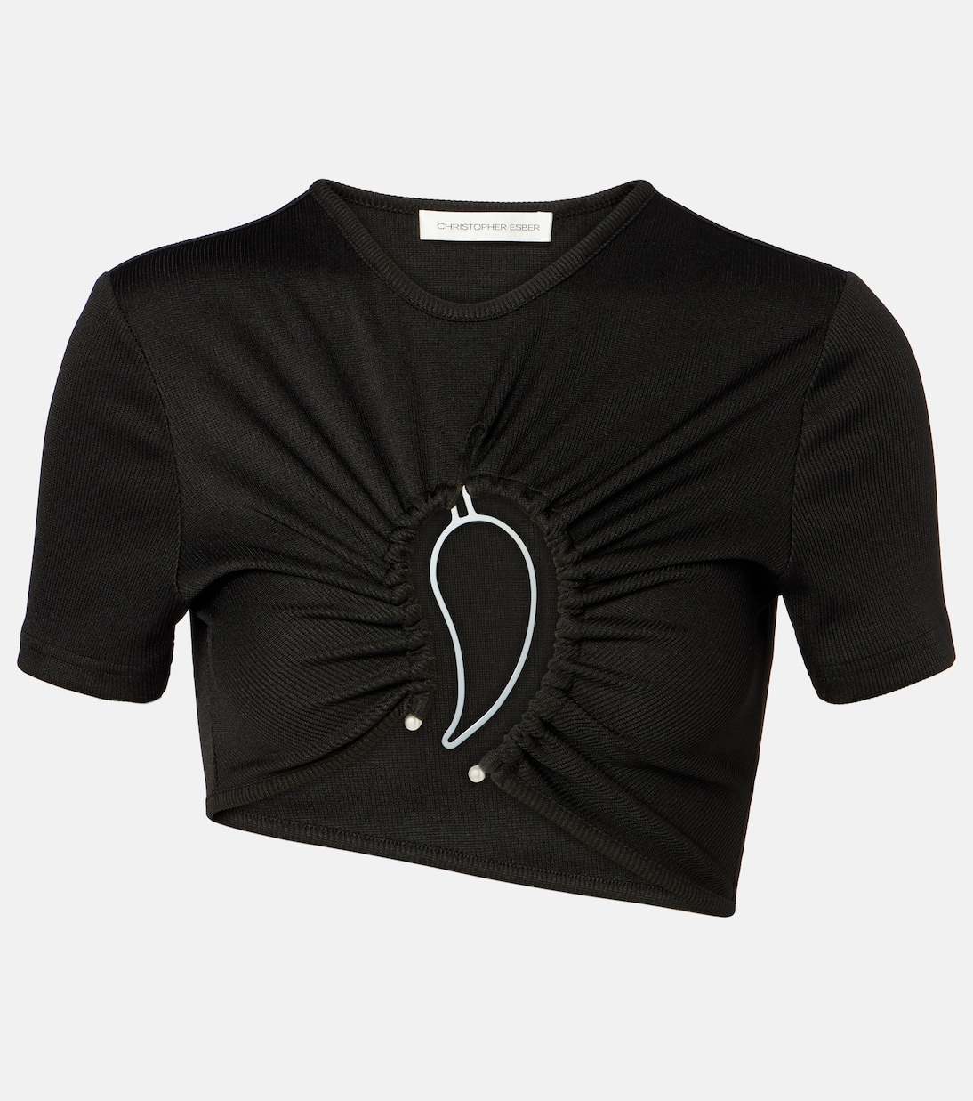 Paisley cropped gathered T-shirt | Christopher Esber