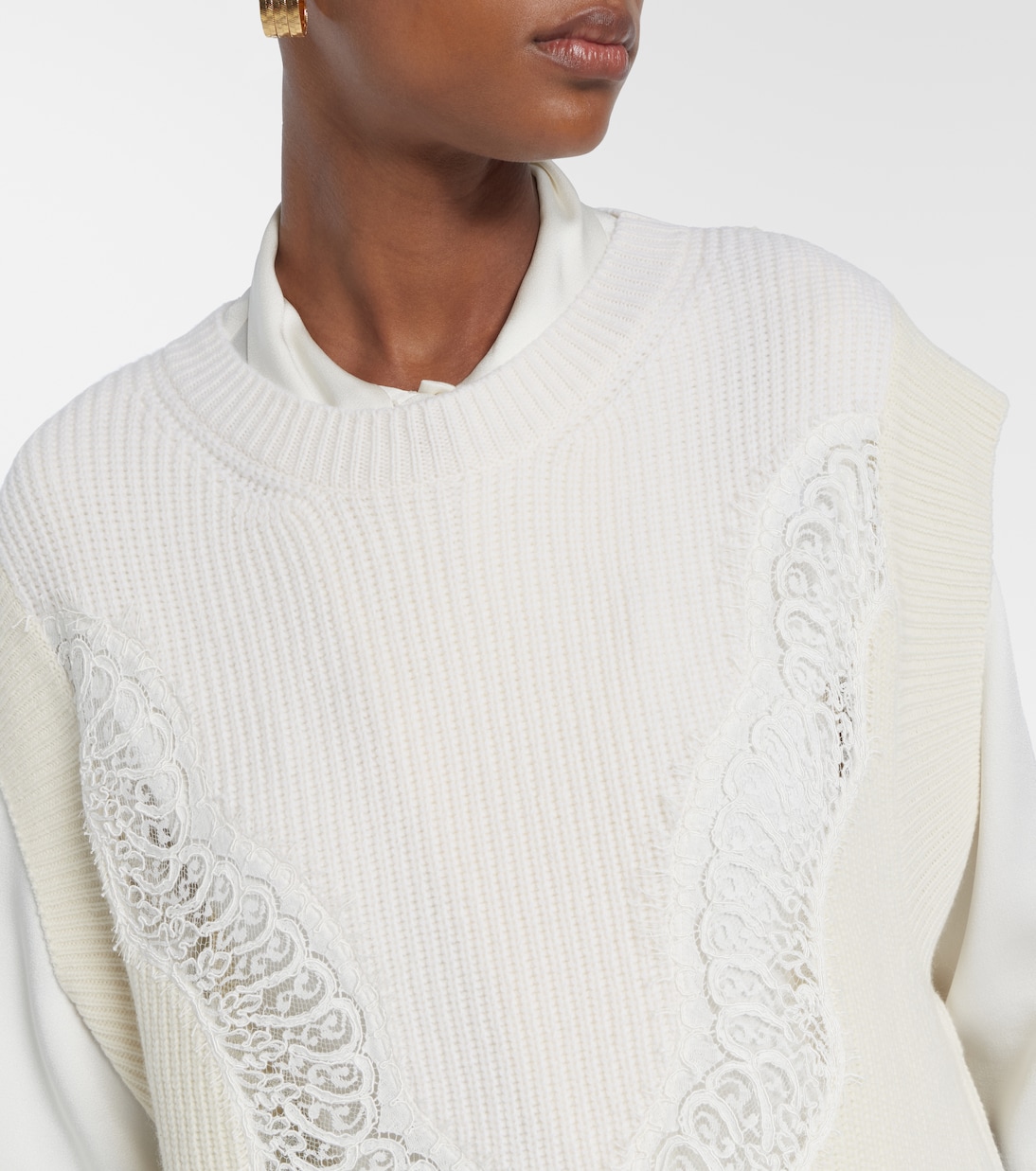 Virgin wool lace sweater vest | Stella McCartney
