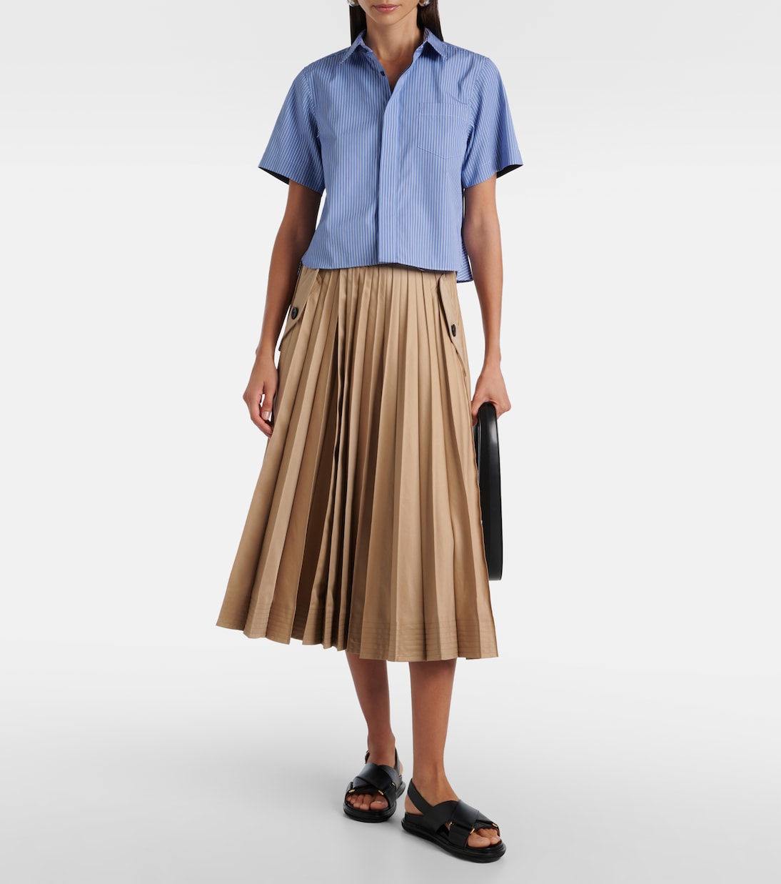 Striped cotton poplin shirt  | Sacai