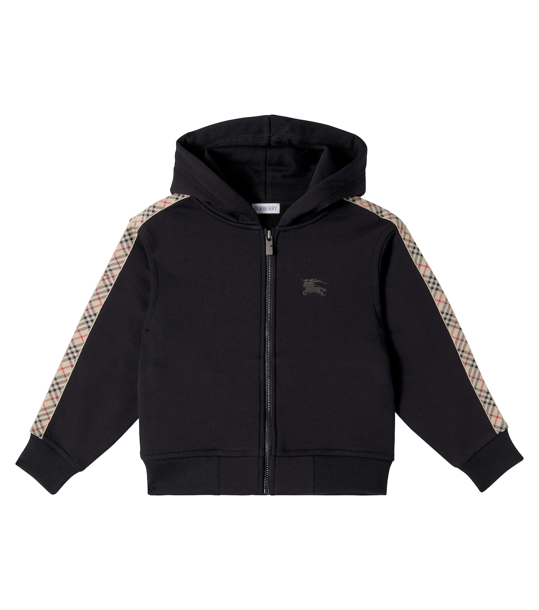 Felpa con cappuccio Burberry Check EKD in cotone | Burberry Kids
