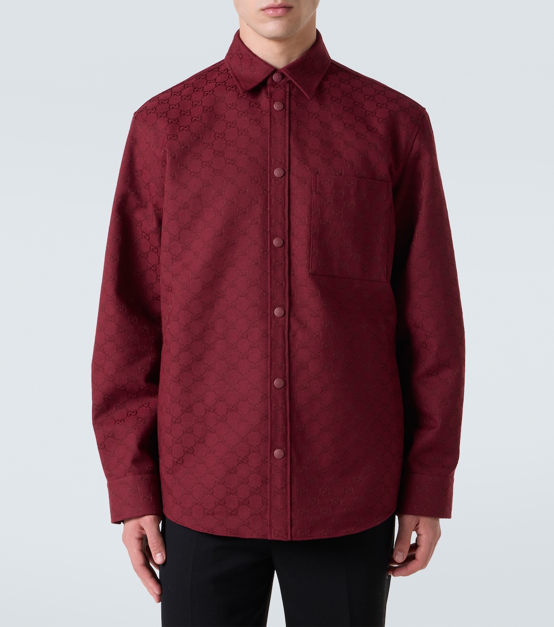 Camisa en mezcla de algodón con GG | Gucci