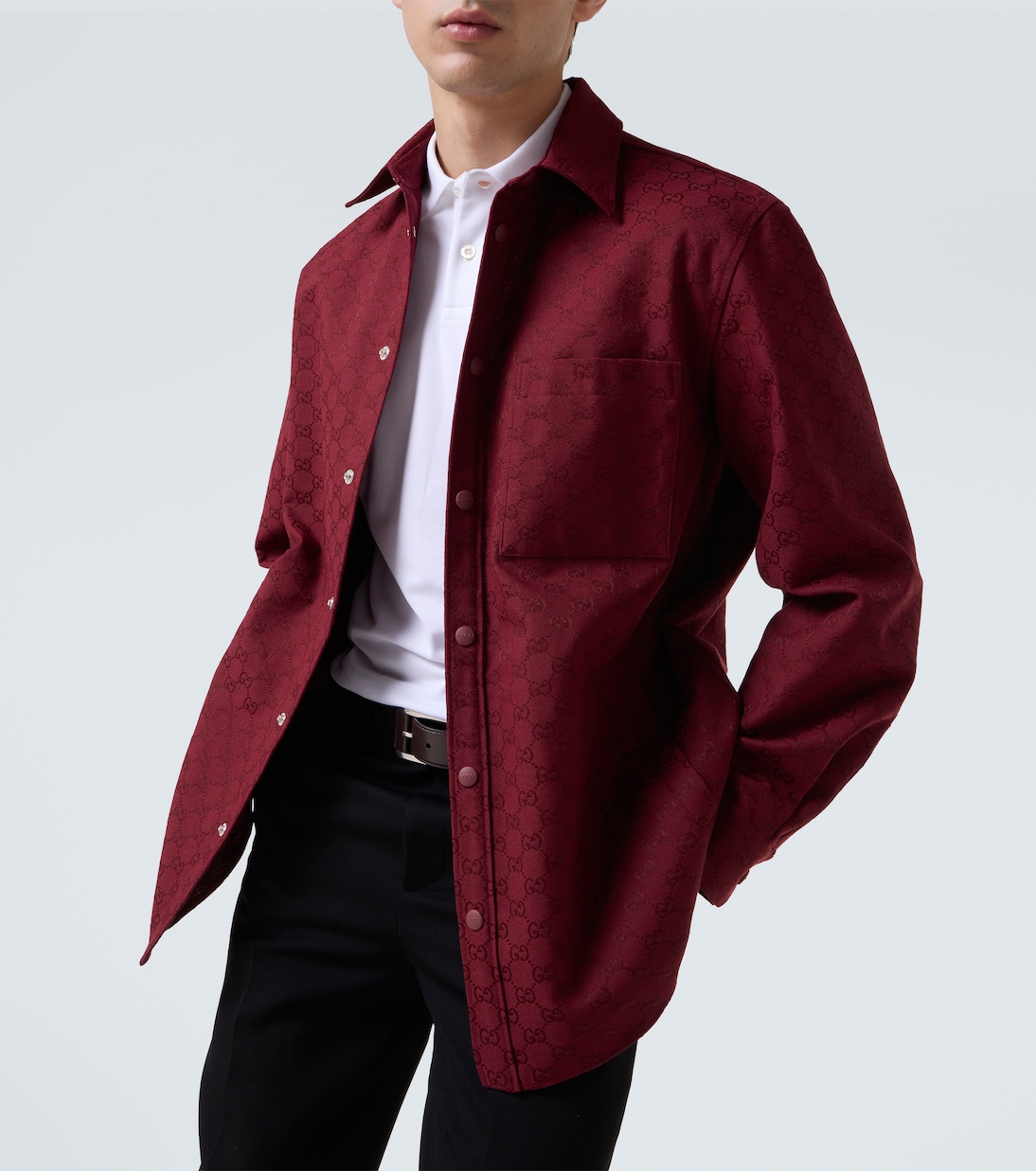 Camisa en mezcla de algodón con GG | Gucci