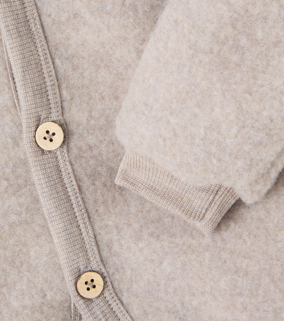 Baby Kari wool fleece cardigan | Wheat