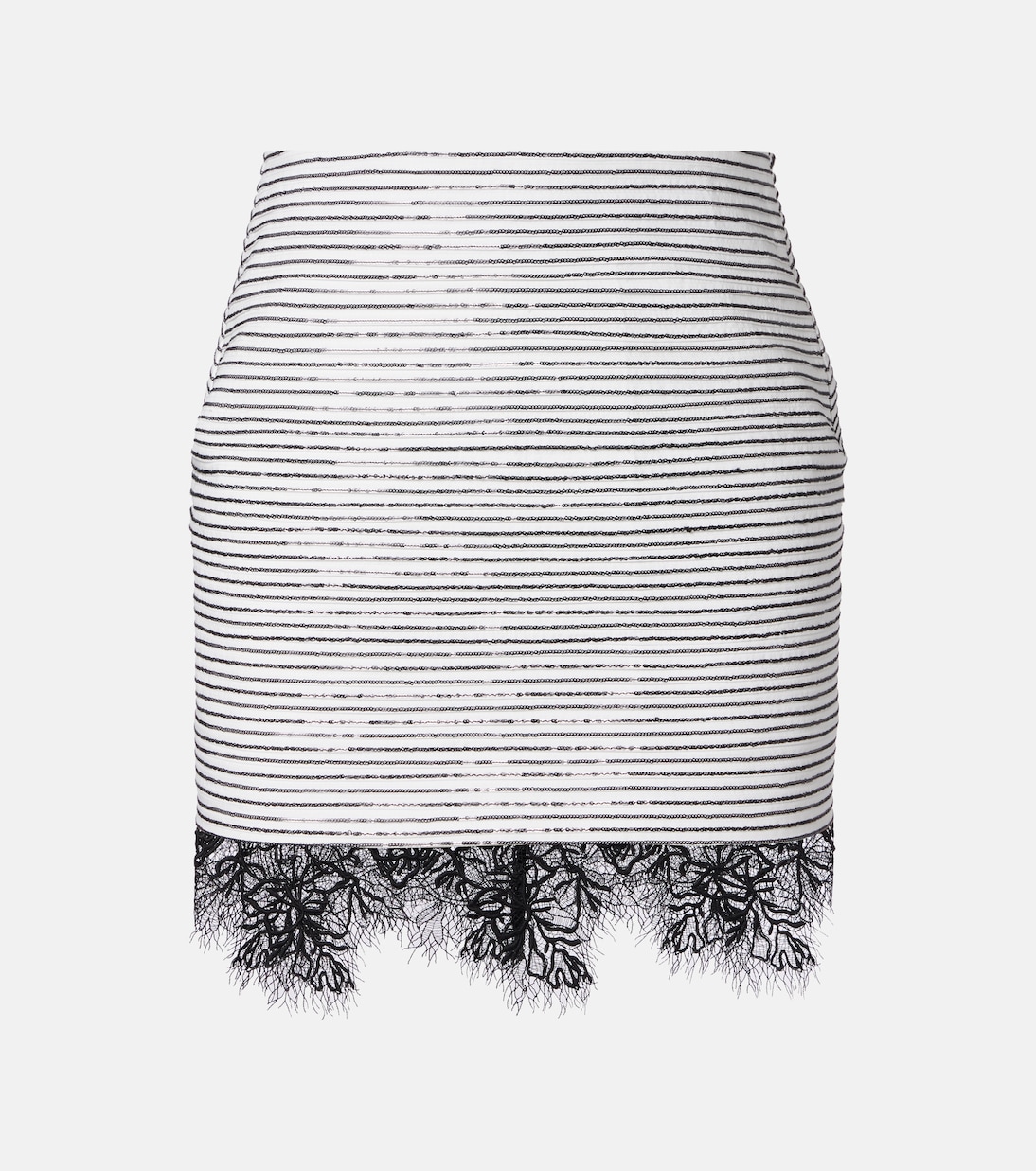 레이스 트리밍 시퀸 코튼 미니스커트 | Jacques Wei