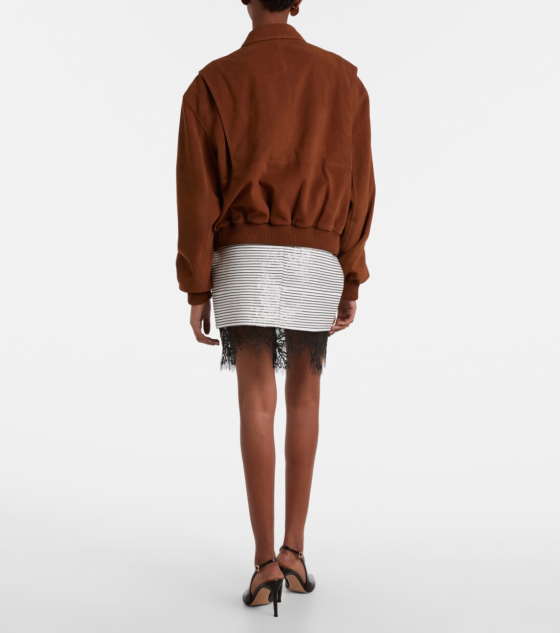 레이스 트리밍 시퀸 코튼 미니스커트 | Jacques Wei