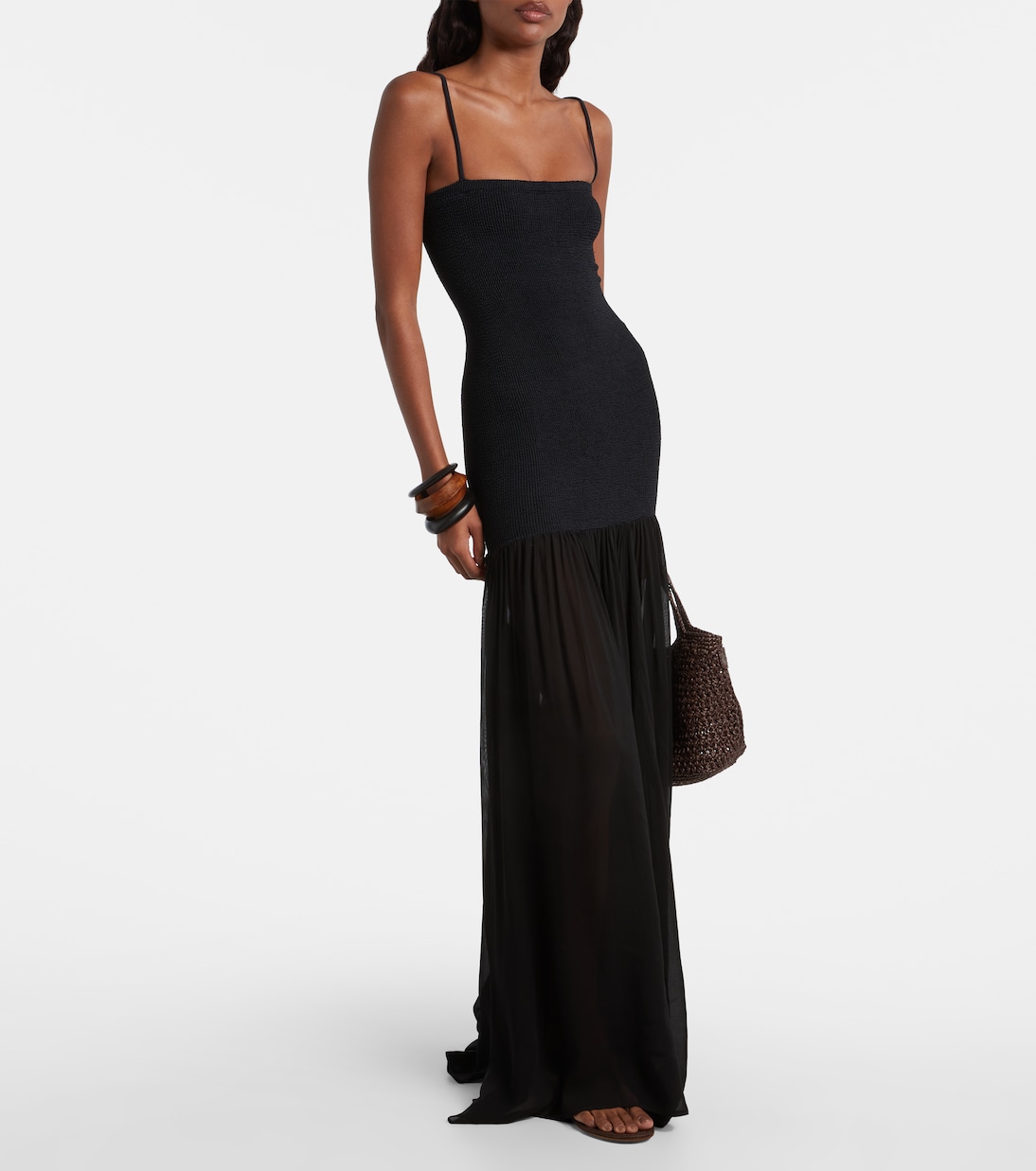 Hybrid plissé maxi dress | Hunza G
