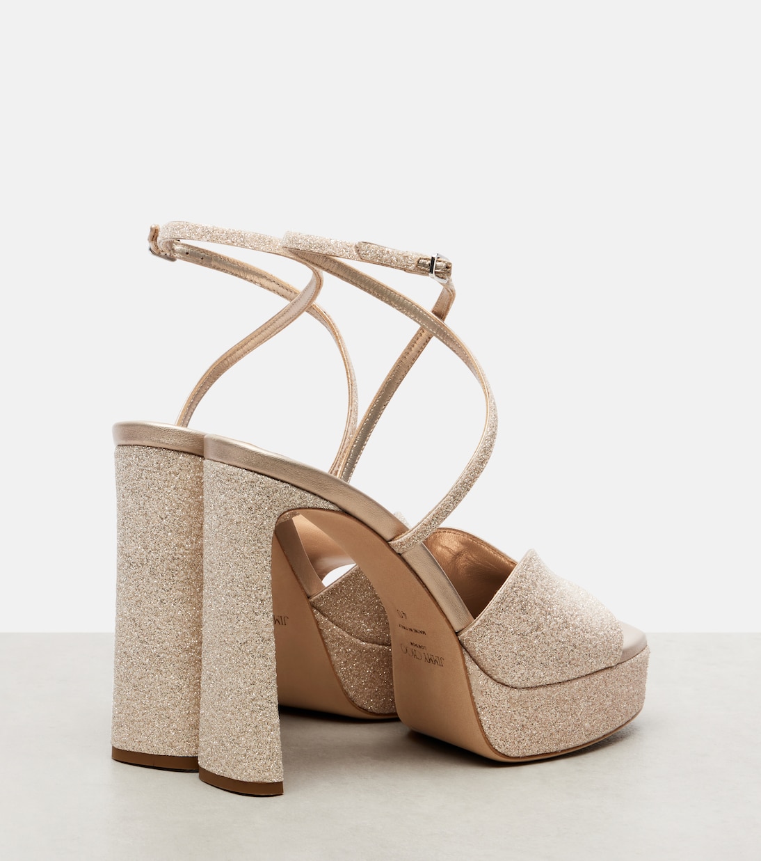 Karli 125 glitter platform sandals | Jimmy Choo