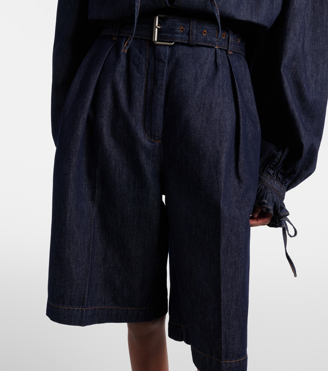 Pleated denim shorts | Dries Van Noten