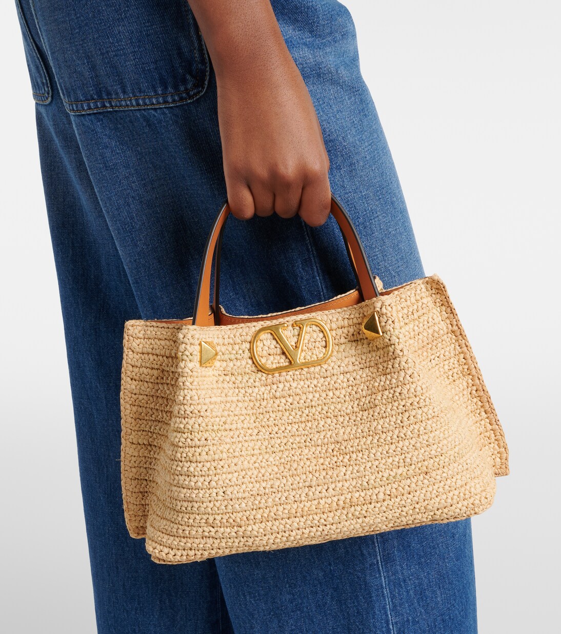 VLogo Small raffia tote bag | Valentino Garavani