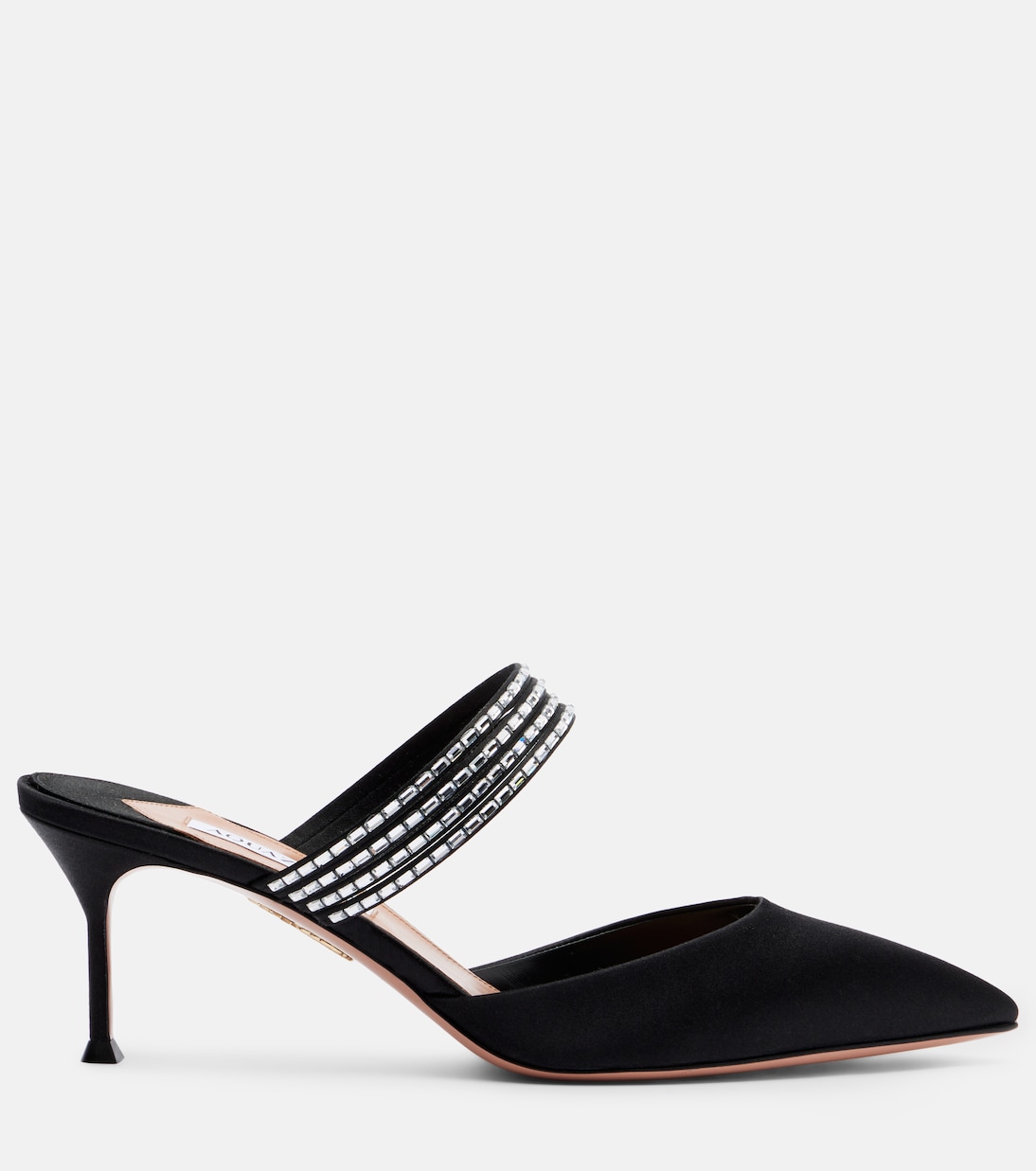 Luce 65 embellished satin mules | Aquazzura