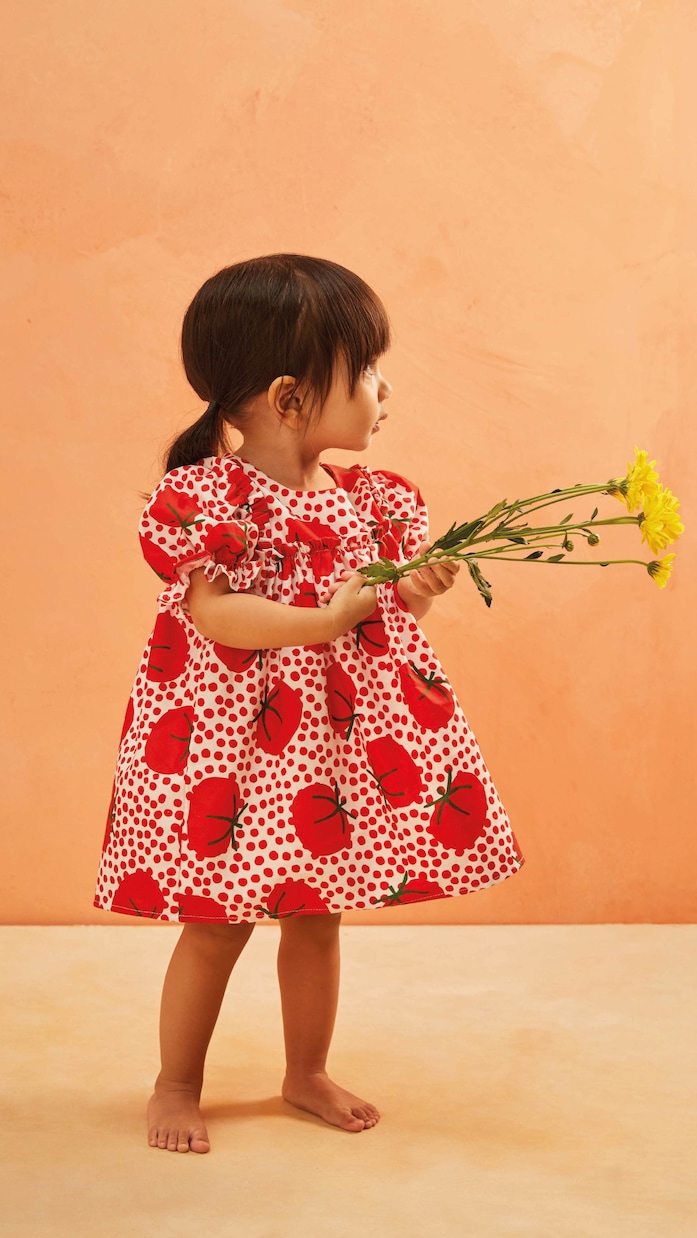 Baby printed cotton dress and bloomers set | Fábula